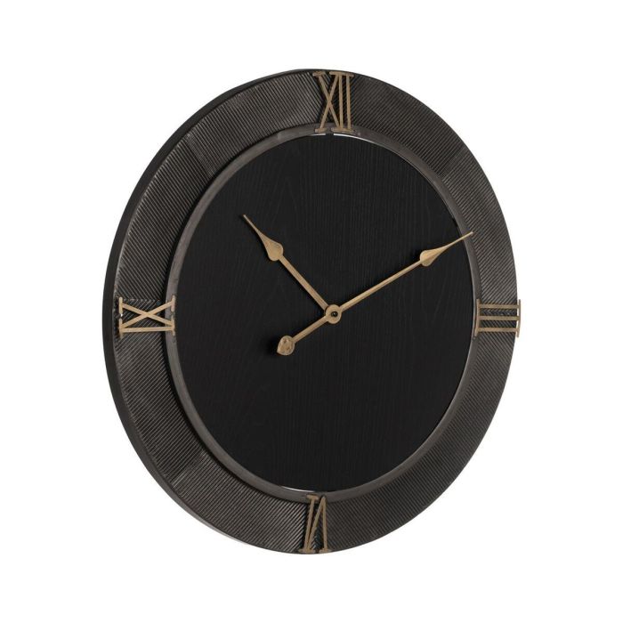 Reloj de Pared Negro Dorado Hierro Madera MDF 61 x 2,5 x 61 cm 7