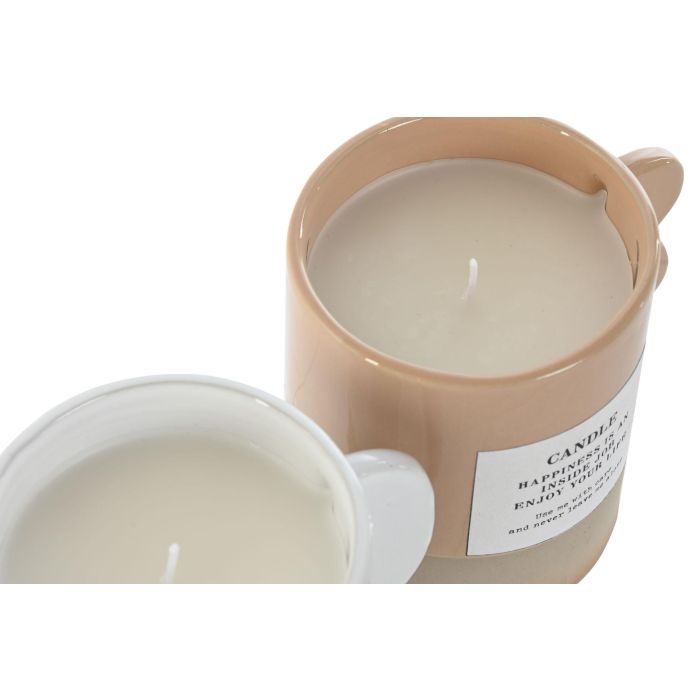 DKD Home Decor Vela Scandi de Gres Blanco Marrón 9 x 10.5 x 11.5 cm - Pack de 4 Unidades Surtido Aleatorio 2