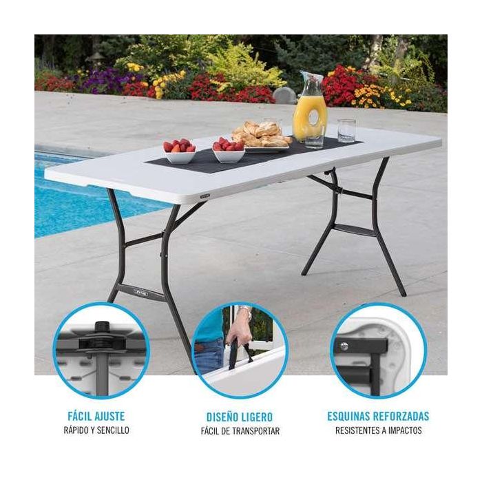 Lifetime Mesa rectangular plegable maletín 185x76x74 cm Plástico y Acero 2