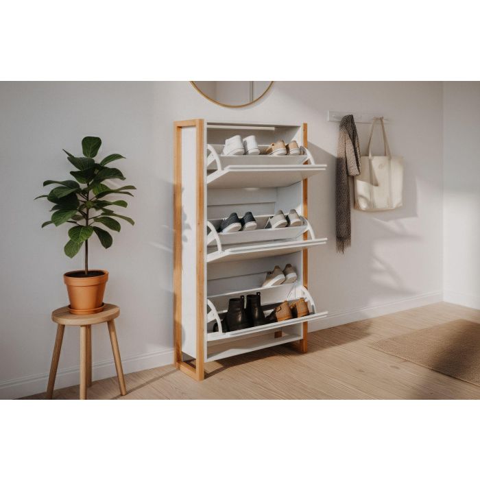 Denver Zapatero 49A DENVER003994 Blanco / Roble 70 x 25 x 125 cm 1