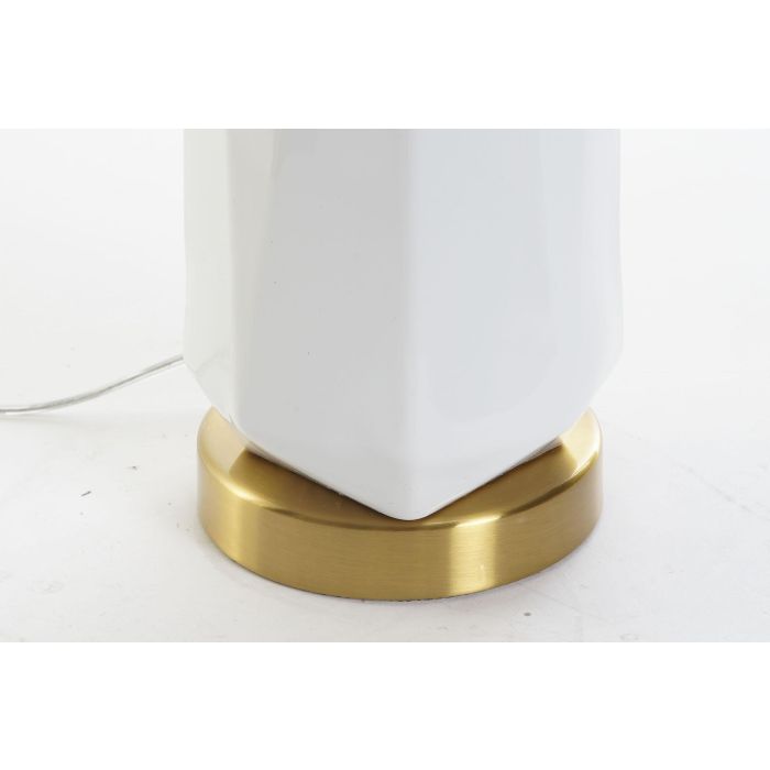 DKD Home Decor Lámpara de Sobremesa Blanco y Dorado E27 50W con Base de Cerámica y Metal, Pantalla de Poliéster, 62x33 cm 3 DKD Home Decor Lámpara de Sobremesa Blanco y Dorado E27 50W con Base de Cerámica y Metal, Pantalla de Poliéster, 62x33 cm 3