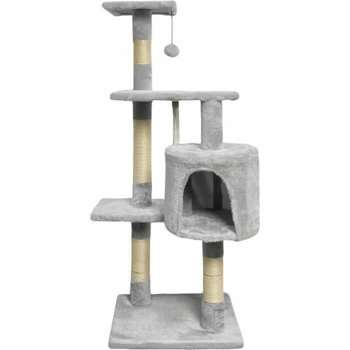 PALOMA Rascador para gatos gris 40 x 40 x 114 cm - 3 plataformas, 1 cuerda, 1 nicho, postes rascadores PALOMA Rascador para gatos gris 40 x 40 x 114 cm - 3 plataformas, 1 cuerda, 1 nicho, postes rascadores