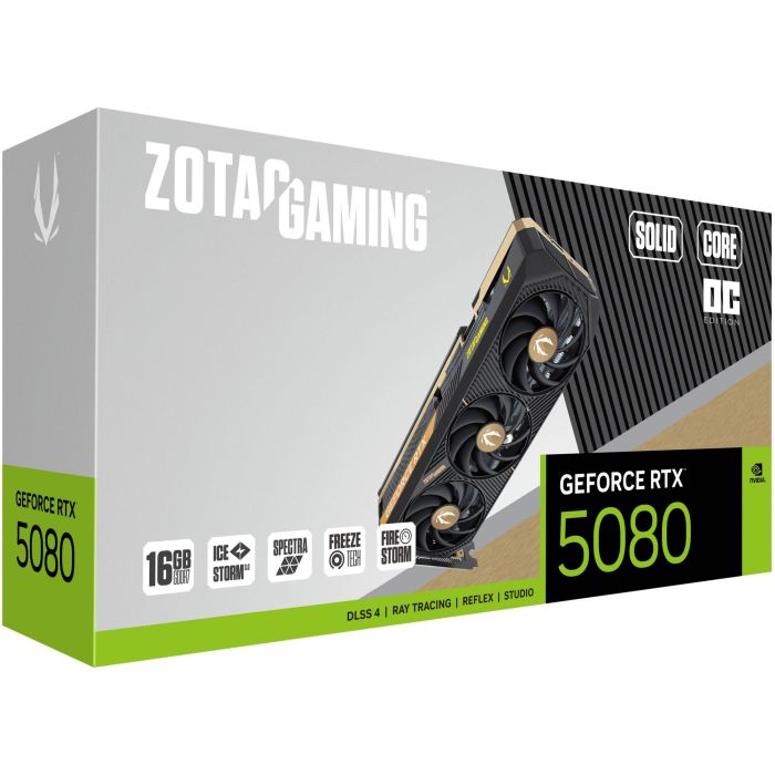 Zotac GAMING GeForce RTX 5080 NVIDIA 16 GB GDDR7 256-bit SOLID CORE OC Triple Ventilador DirectX 12 Ultimate 8K PCI Express 5.0 5