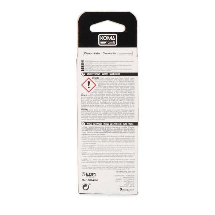 Koma Tools Cianocrilato 3g, Adhesivo de Unión Rápida para Metal, Plástico, Vidrio, Madera y Más 3
