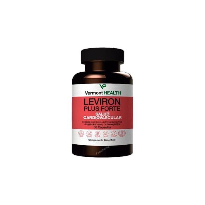 VERMONT HEALTH Leviron Plus Forte con Hierro, Vitamina B12 y Ácido Fólico para Deficiencias, 30 cápsulas