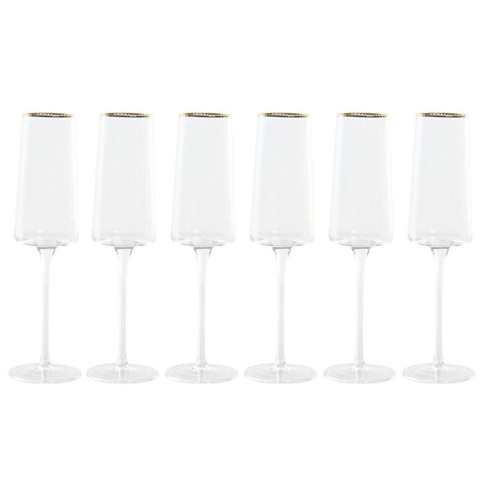 Copa Basicos DKD Home Decor Transparente Dorado 6.5 x 25 x 6.5 cm Set de 6 Copa Basicos DKD Home Decor Transparente Dorado 6.5 x 25 x 6.5 cm Set de 6