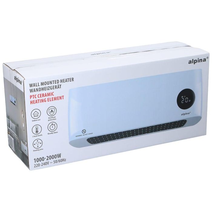 Calefactor de pared 1000/2000 W, blanco 42 x 10,5 x 17,5 cm 1
