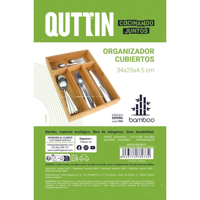 Organizador Cubiertos Bambu Quttin (12 Unidades) 6 Organizador Cubiertos Bambu Quttin (12 Unidades) 6