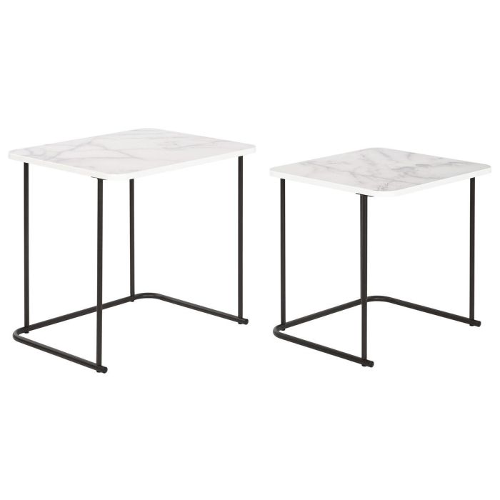 Mesita Auxiliar Moderno DKD Home Decor Blanco Negro 43 x 49 x 51 cm Set de 2 2