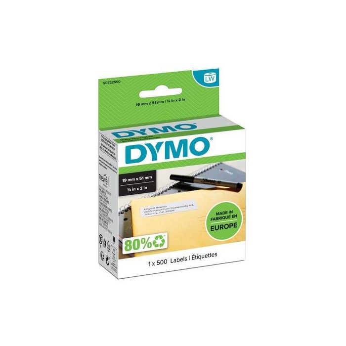Dymo Cinta de Etiquetas Multifunción Blanco 19x51 mm 500 Páginas para Labelwriter Removible