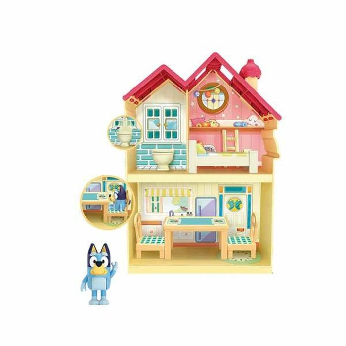 Mini casa bluey 28 cm con dos plantas y diferentes estancias, incluye figura de bluey 7 cm 1