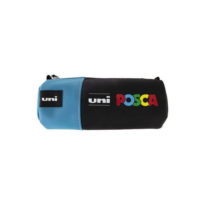 POSCA Estuche de Lona 8,5x19,5 cm Negro-Azul para Rotuladores y Útiles Escolares