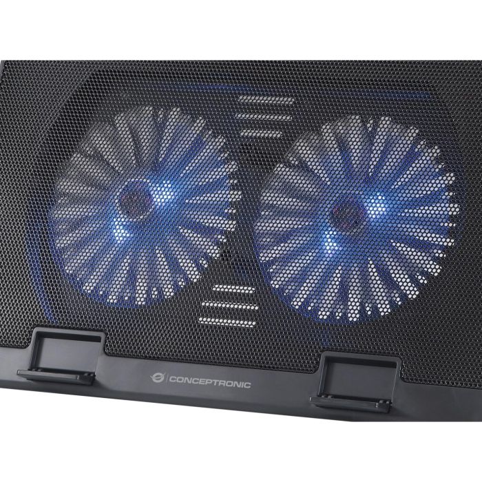 Conceptronic Base Refrigeración para Portátiles hasta 17" con 2 Ventiladores Ultrasilenciosos Ajustable 5