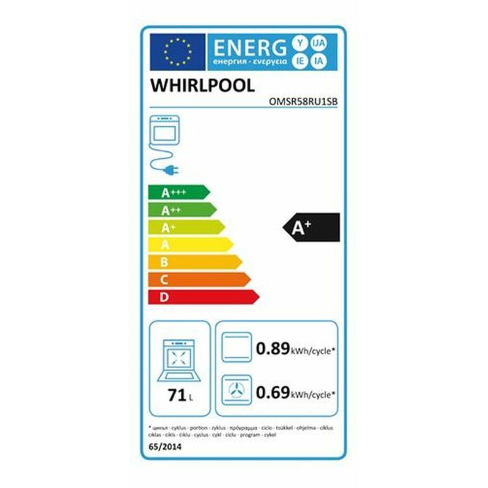 Horno Whirlpool Corporation OMSR58RU1SB 71 L 1 Horno Whirlpool Corporation OMSR58RU1SB 71 L 1