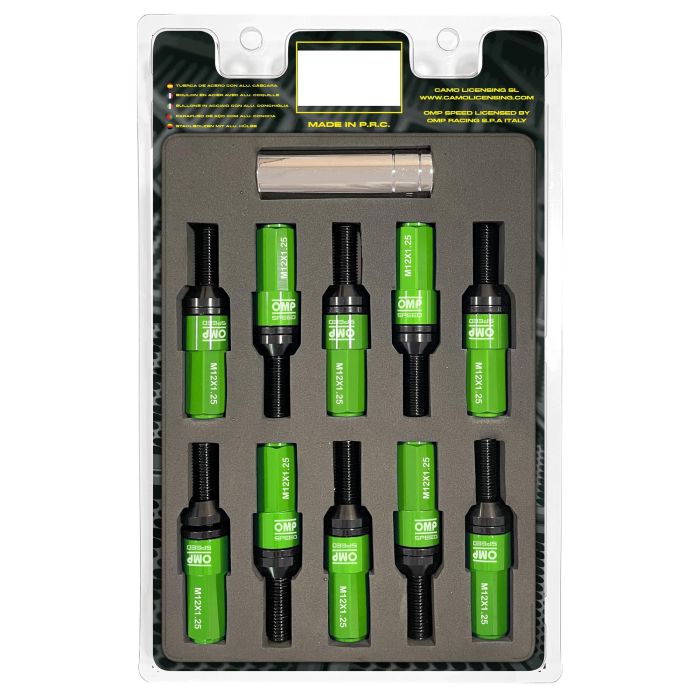 Omp Speed Juego De 20 Tornillos Con Protector De Aluminio De Colores M12x1.25 Llave De 17-19 Largo 28 mm Con Protector Verde OMPS09971208 Omp Speed Juego De 20 Tornillos Con Protector De Aluminio De Colores M12x1.25 Llave De 17-19 Largo 28 mm Con Protector Verde OMPS09971208