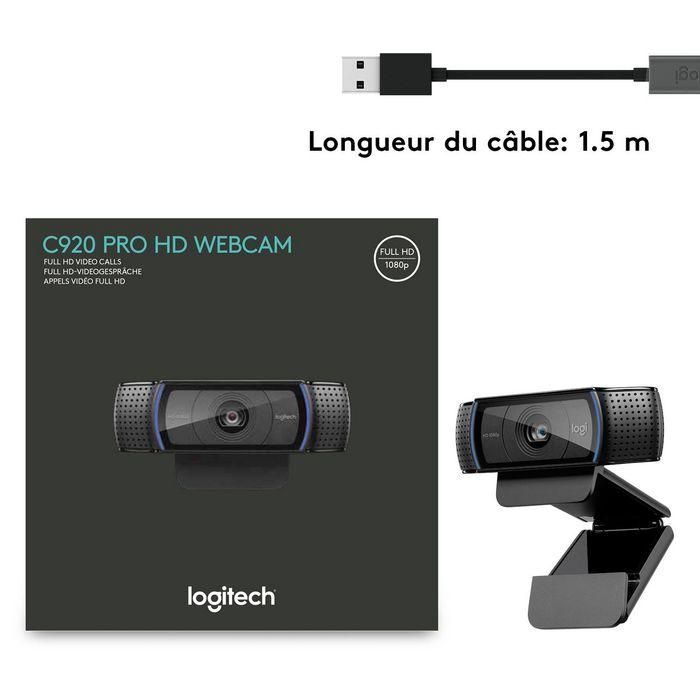 Logitech 960-001055 Cámara Web C920 Full HD 1920x1080p USB Micrófonos Duales Conexión Plug and Play para PC y Mac Ideal para Streaming y Videoconferencias 16
