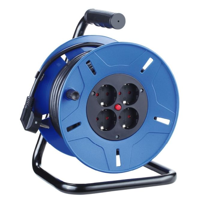 Edm Enrollacables 25 m 3G 1,5 mm² 4 Tomas con Protector Térmico