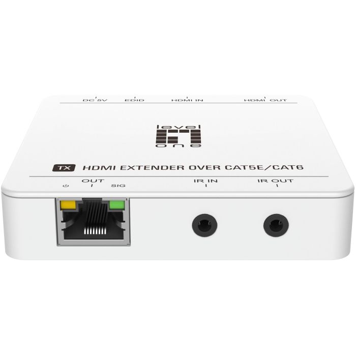 LevelOne HVE-9007 Extensor HDMI por Cat5e/6 Kit 4K hasta 70m con IR, HDCP, Plug & Play, Blanco