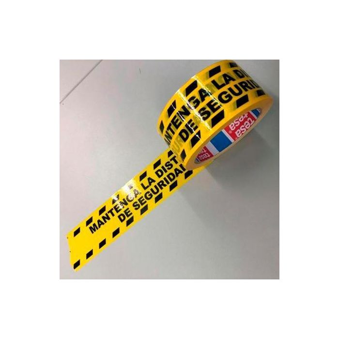 Tesa Cinta De Distanciamiento Social Adhesiva 33M X 50 mm Pvc Impreso Laminado Amarillo-Negro Tesa Cinta De Distanciamiento Social Adhesiva 33M X 50 mm Pvc Impreso Laminado Amarillo-Negro