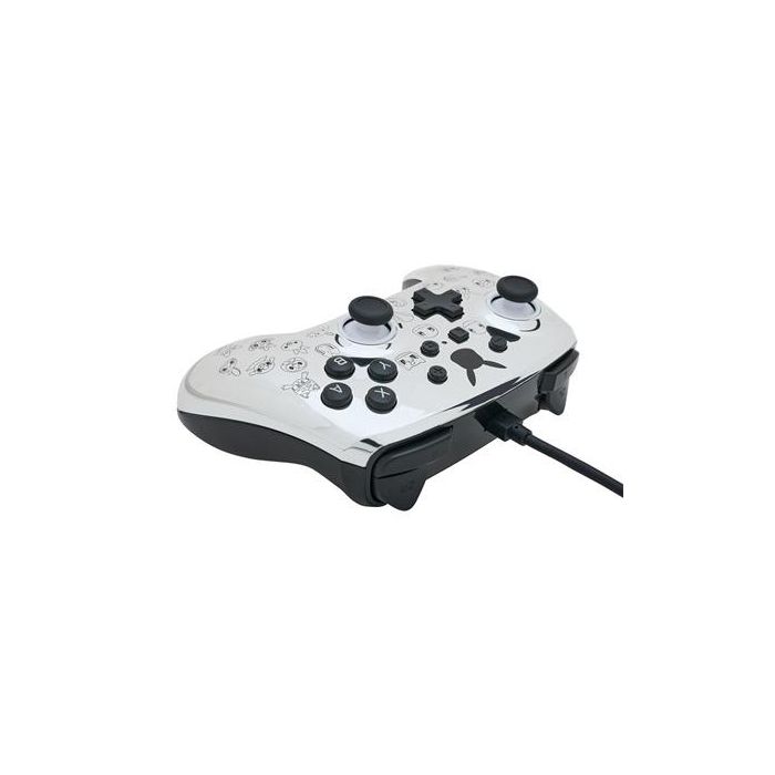 Power A Mando con Cable 1522785-01 para Nintendo Switch, Pikachu Negro/Plata, con Cable de 3m y Botones Asignables 7