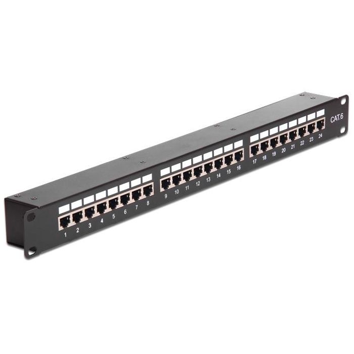 DELOCK 43295 Panel de Parcheo 19" para Rack, 24 Puertos Cat.6, Acoplador, Negro