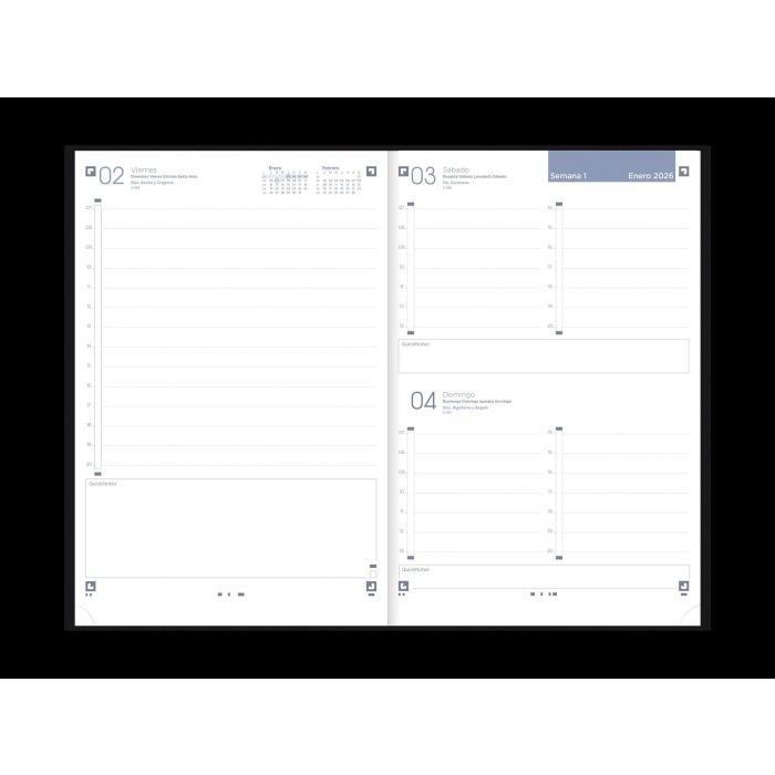 Oxford Dp Agenda Anual Minimal Cosida A5 320 Hojas Negro 2026