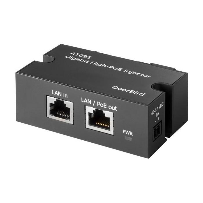 DoorBird A1093 Inyector Gigabit High PoE para Redes Ethernet, Velocidades 10/100/1000 Mbit/s, Compatible con Cables Cat5e/6/7