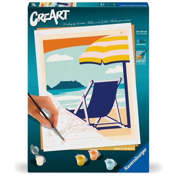 Ravensburger RAV00023897 CreArt Pintar por números "Relájate en la playa" Adulto 24x30 cm