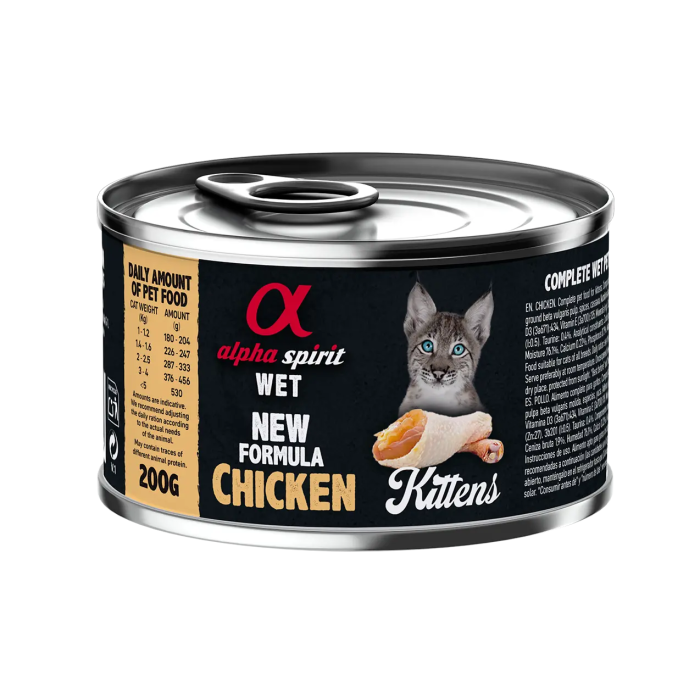 Alpha Spirit Spirit Feline Kitten Pollo Lata Caja 6x200 gr