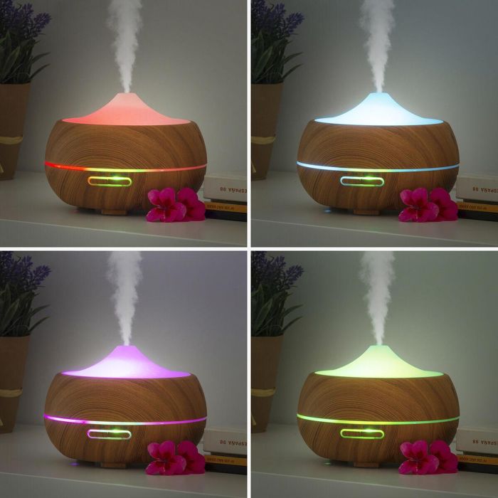 Humidificador Difusor de Aromas con LED Multicolor Wooden-Effect InnovaGoods 5 Humidificador Difusor de Aromas con LED Multicolor Wooden-Effect InnovaGoods 5