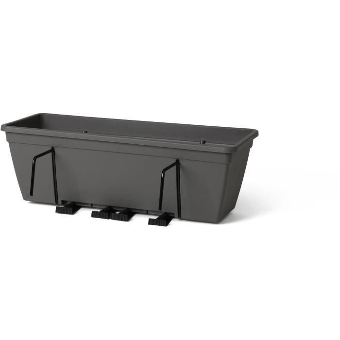 Kit macetero con gancho metálico, reserva de agua y espaciador de desagüe - GARDEN ID Smart - Antracita 50 cm 2 Kit macetero con gancho metálico, reserva de agua y espaciador de desagüe - GARDEN ID Smart - Antracita 50 cm 2