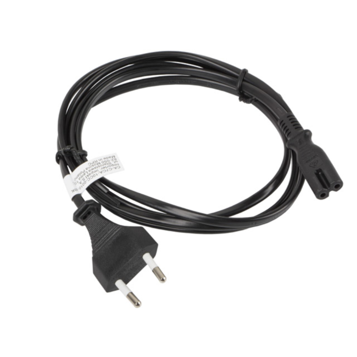 Lanberg Cable de Alimentación CEE 7/16 a IEC 320 C7, 1.8m, 10A, para PC y Portátiles