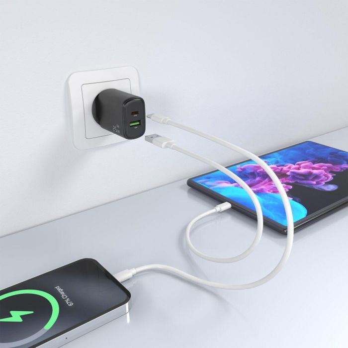 AISENS - CARGADOR 25W, 1xUSB-C PD3.0, 1xUSB-A QC3.0, NEGRO 1 AISENS - CARGADOR 25W, 1xUSB-C PD3.0, 1xUSB-A QC3.0, NEGRO 1