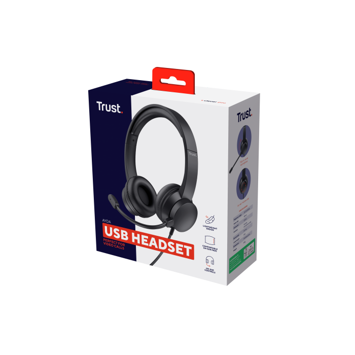 Trust Auriculares Ayda Estéreo con Micrófono Ajustable, Conexión USB, Negro 5