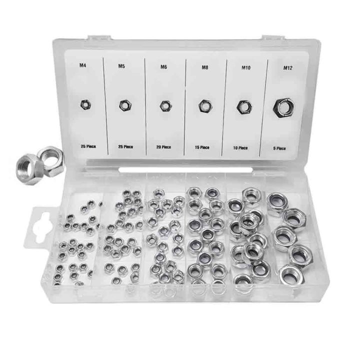 Benson Set de 100 tuercas varias con freno m4, m5, m6, m8, m10, m12