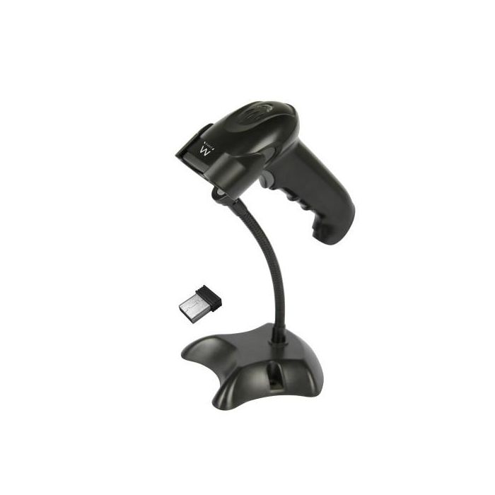 Ewent EW3431 Lector de Códigos de Barras Portátil Inalámbrico/USB 1D/2D LED Negro, 100m Alcance, Multi-OS, Robusto
