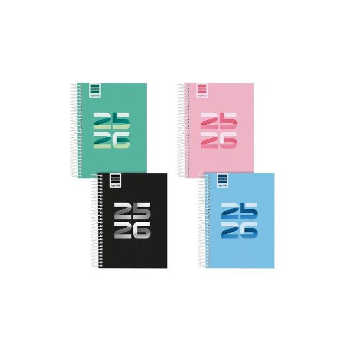 Agenda Escolar (2025-26) Finocam Catalan Cool Espiral Tapa Extradura D/P 8º 120X162 Assortiment Pack De 8