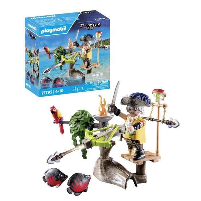 PLAYMOBIL 71795 Pirata con ballesta y pez para apuntar, 31 piezas, a partir de 4 años 2