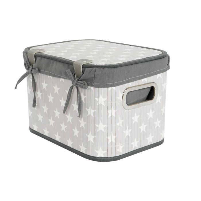 Juego de Cestas DKD Home Decor Blanco Gris Bambú Madera MDF Estrellas 51 x 35 x 33 cm 3