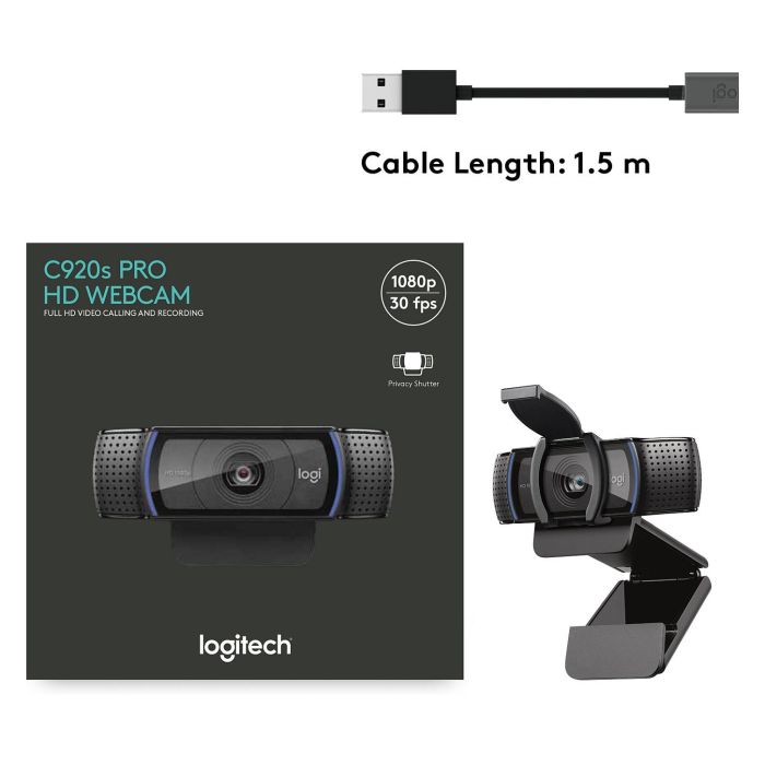 Logitech 960-001252 Cámara Web Full HD 1920 x 1080 Pixeles USB Negro