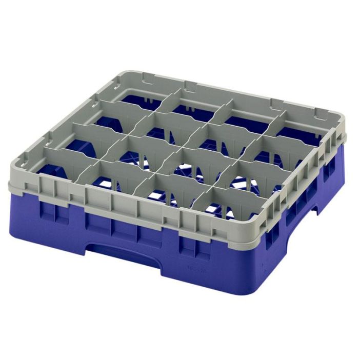 CAMBRO - 16S418-186 - Cesta de lavado 16 comp. 1 altura - 10,9 cm Ø máx. - alt. máx. 11,8 cm - 50 x 50 x 14,3 cm - Azul marino