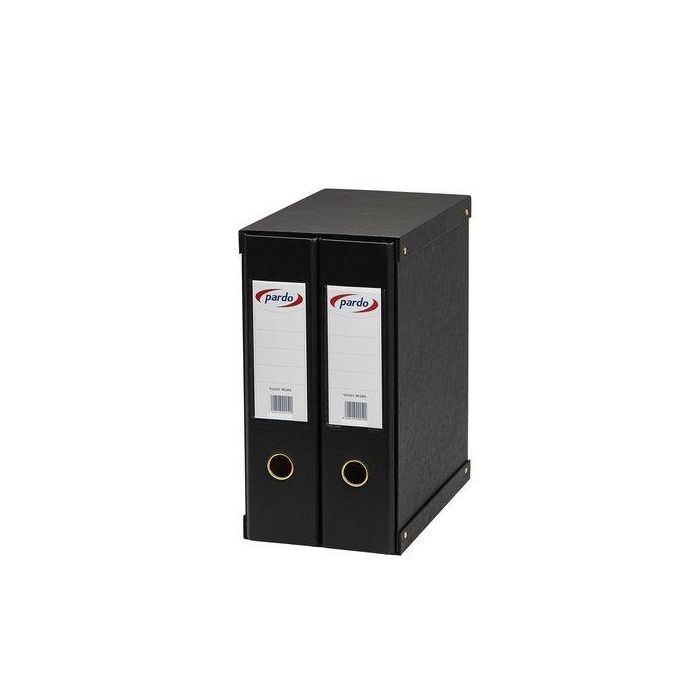 Pardo Módulo 2 Archivadores Palanca 70 mm Forrado Negro, Extra Compacto con Refuerzos Metálicos Dorados