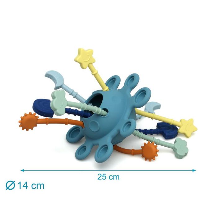 KioKids Juguete De Estimulación Sensorial Pop It De Silicona Para Bebé +10 Meses Azul 25 cm 3