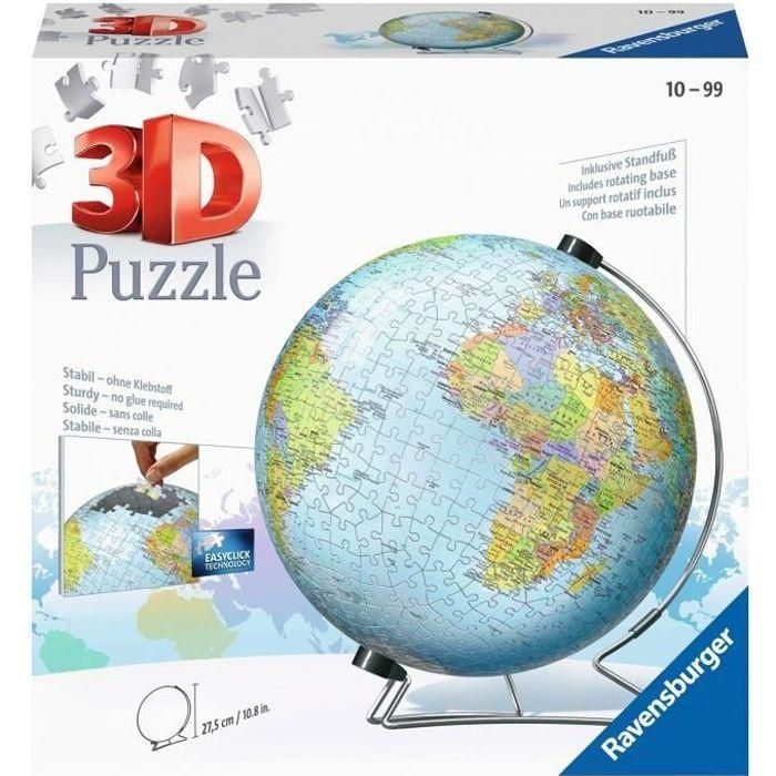 Ravensburger Puzzle 3D Globo Terráqueo Educativo de 540 piezas, montaje sencillo sin pegamento para +10 años. 0 Ravensburger Puzzle 3D Globo Terráqueo Educativo de 540 piezas, montaje sencillo sin pegamento para +10 años. 0