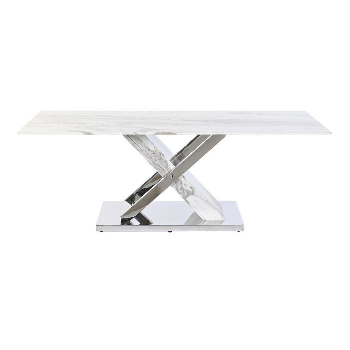 Mesa Centro Moderno DKD Home Decor Blanco Plateado 60 x 42 x 120 cm 1