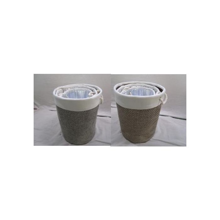 Cesta DKD Home Decor Gris Marron 40 x 49 x 40 cm Set de 3 (2 Unidades)