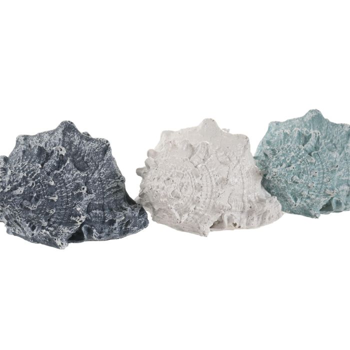 DKD Home Decor 6 Unidades Decoracion Mediterraneo Blanco Azul Resina Caracola 13 x 11 x 23 cm