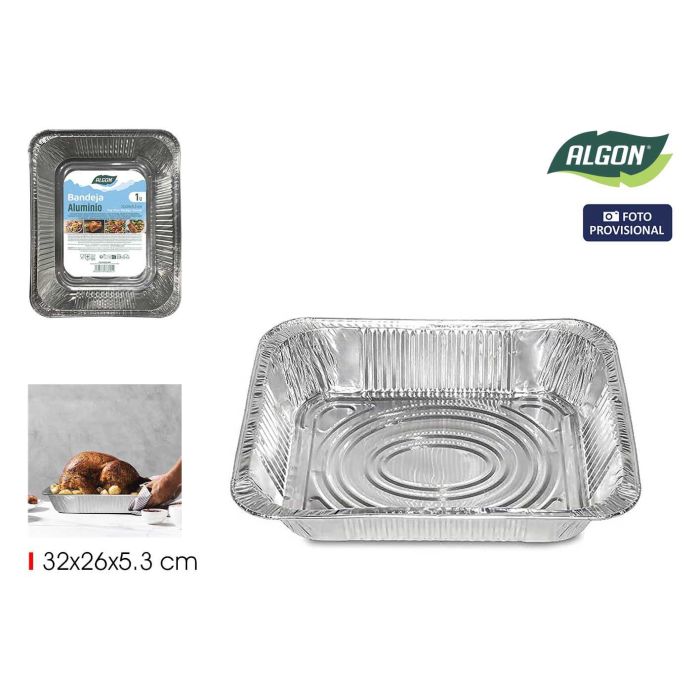 Inde Bandeja de Aluminio Rectangular 32 x 26 x 5.3 cm (24 Unidades) Inde Bandeja de Aluminio Rectangular 32 x 26 x 5.3 cm (24 Unidades)