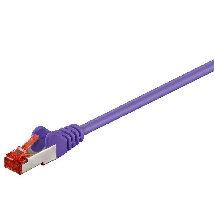 MicroConnect Cable de Red CAT6 F/UTP Apantallado, 0.25m, Morado para Switch/Módem/Router, Conector Anti-Enganche