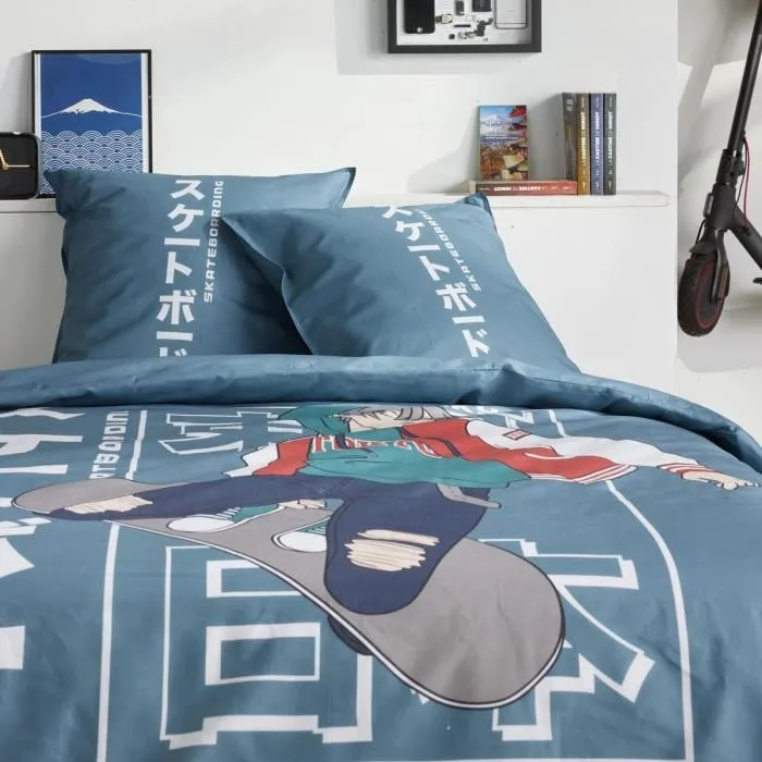 Today TOD3574641268640 Juego de Cama para 2 Personas 240x220 cm Algodón Estampado Japonés Azul 3